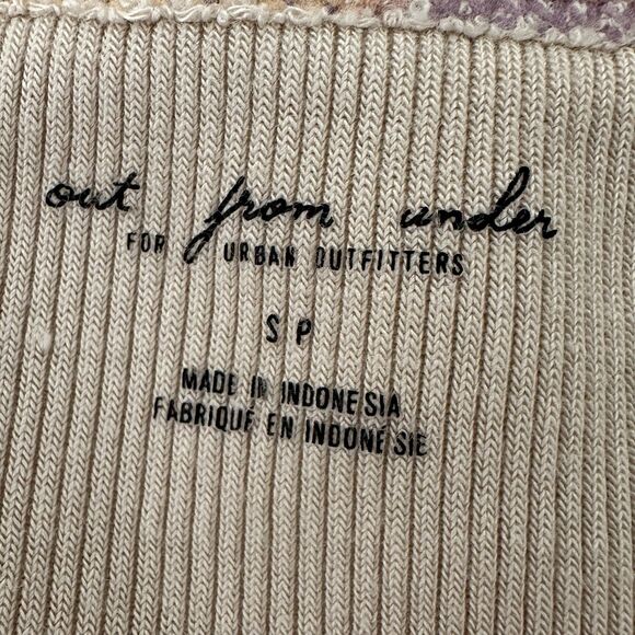 urban outfitters top Out From Under Cropped Tank Top Rainbow Seams Small Tan - Picture 4 of 4